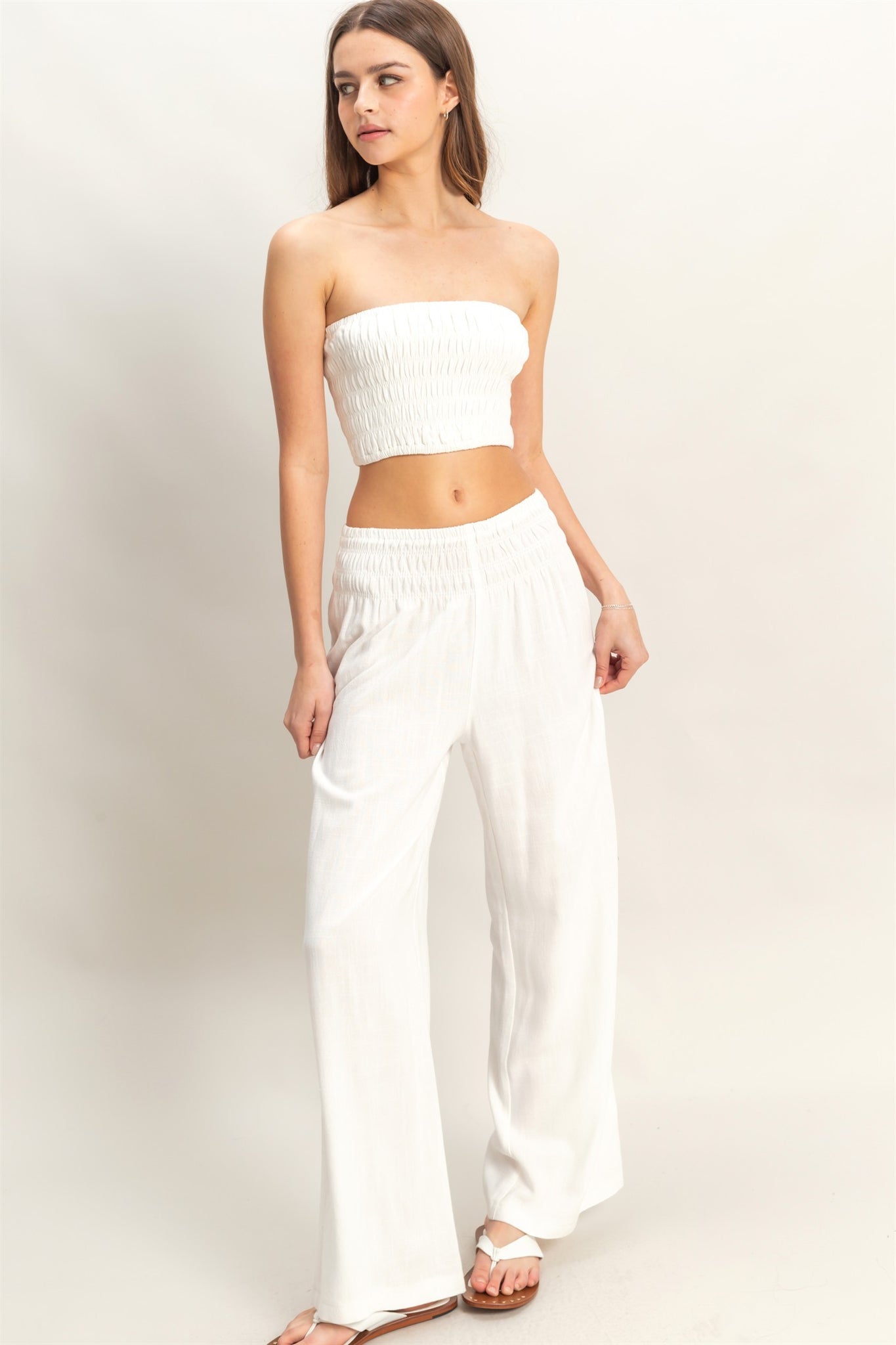 Smocked Linen Top And Pants Set - Lulu Bella Boutique