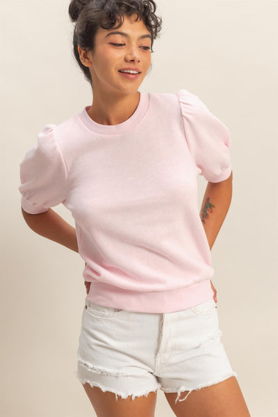 Puff Short Sleeve Crew Neck Top - Lulu Bella Boutique