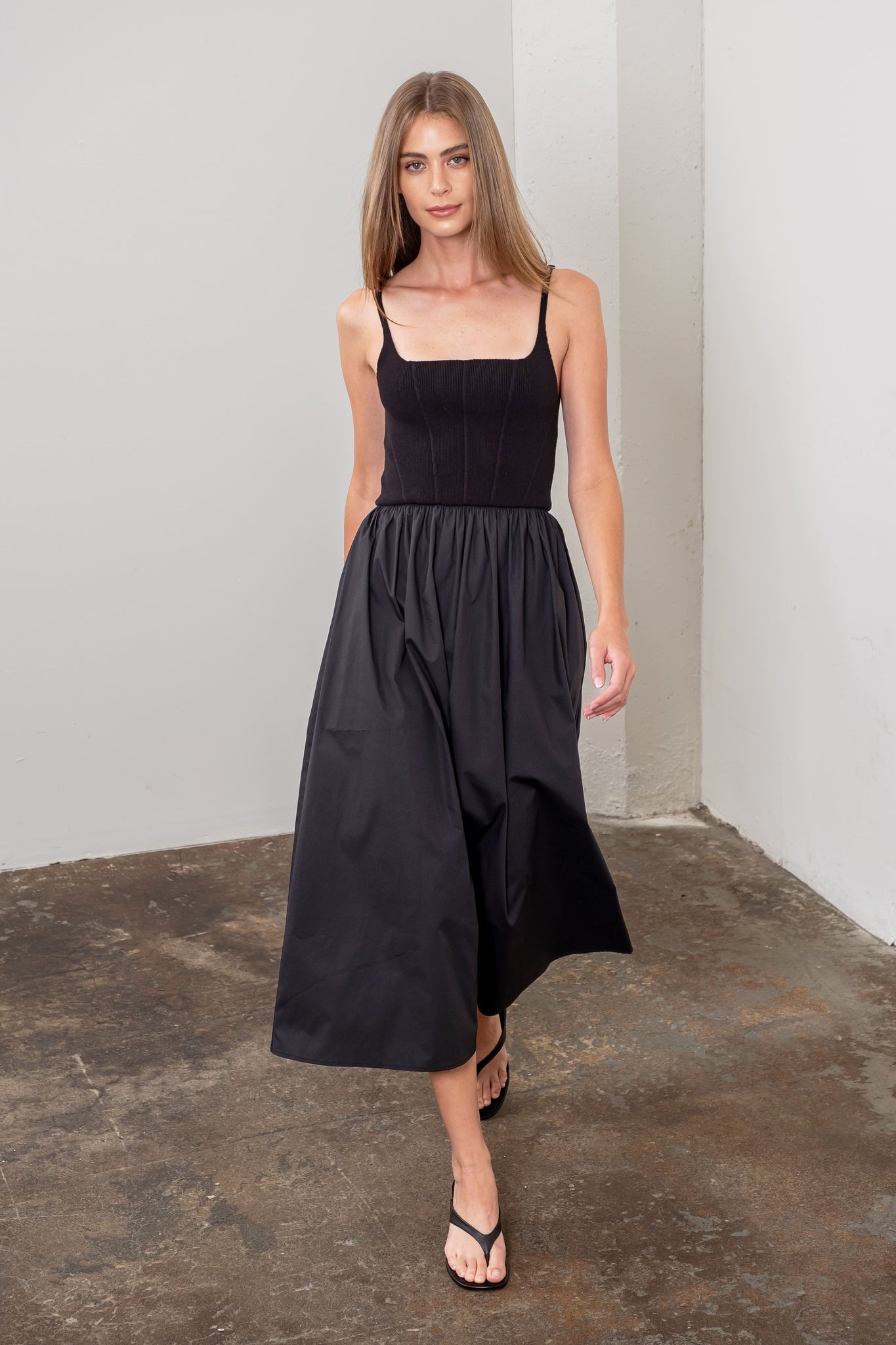 Corset Top Mixed Media Dress Black / S Corset Top Mixed Media Dress Black / S