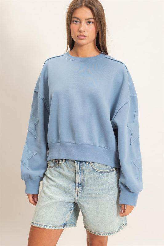 Star Patch Sleeve Sweatshirt