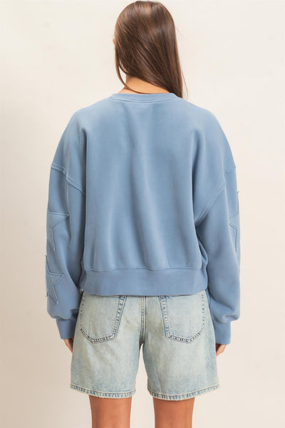 Star Patch Sleeve Sweatshirt