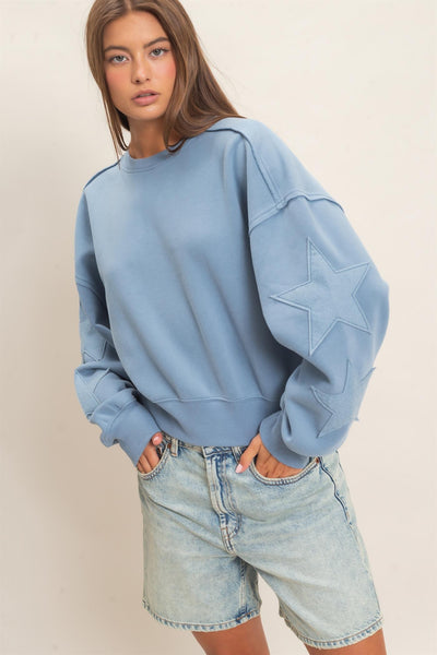 Star Patch Sleeve Sweatshirt