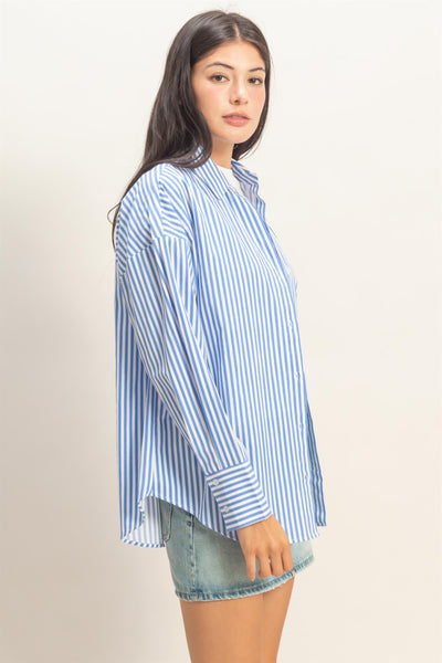 Striped Button-up Poplin Shirt - Lulu Bella Boutique