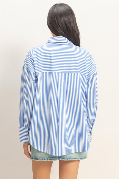 Striped Button-up Poplin Shirt - Lulu Bella Boutique