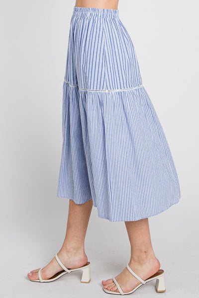 Striped Midi Skirt - Lulu Bella Boutique