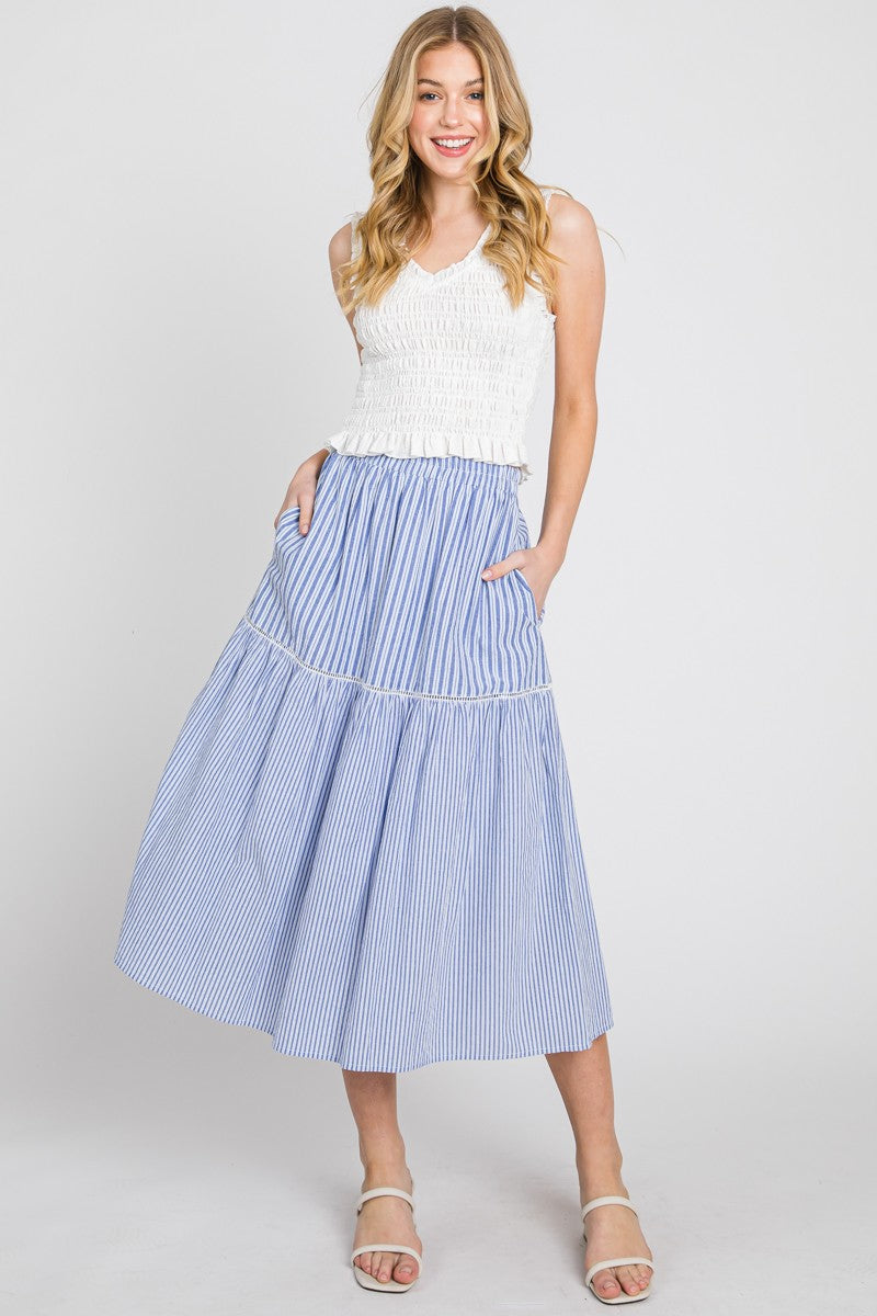 Striped Midi Skirt - Lulu Bella Boutique