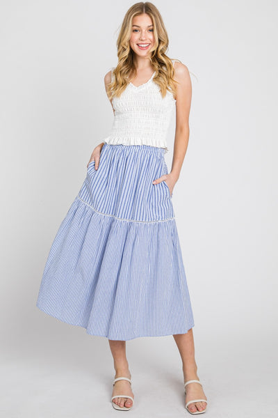 Striped Midi Skirt - Lulu Bella Boutique