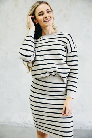 Stripe Knit Skirt Set