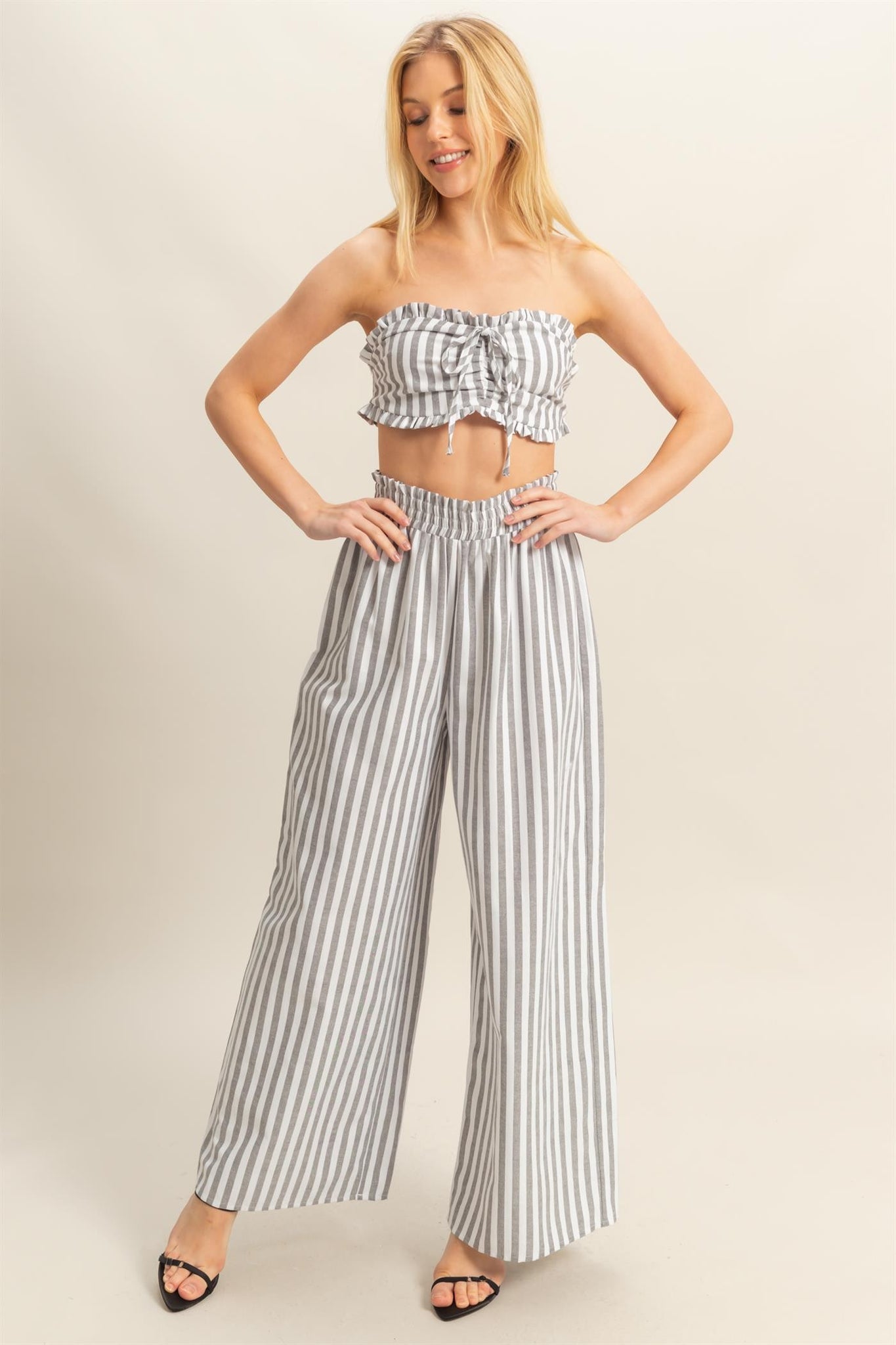 Striped Tube Top And Pants Set - Lulu Bella Boutique