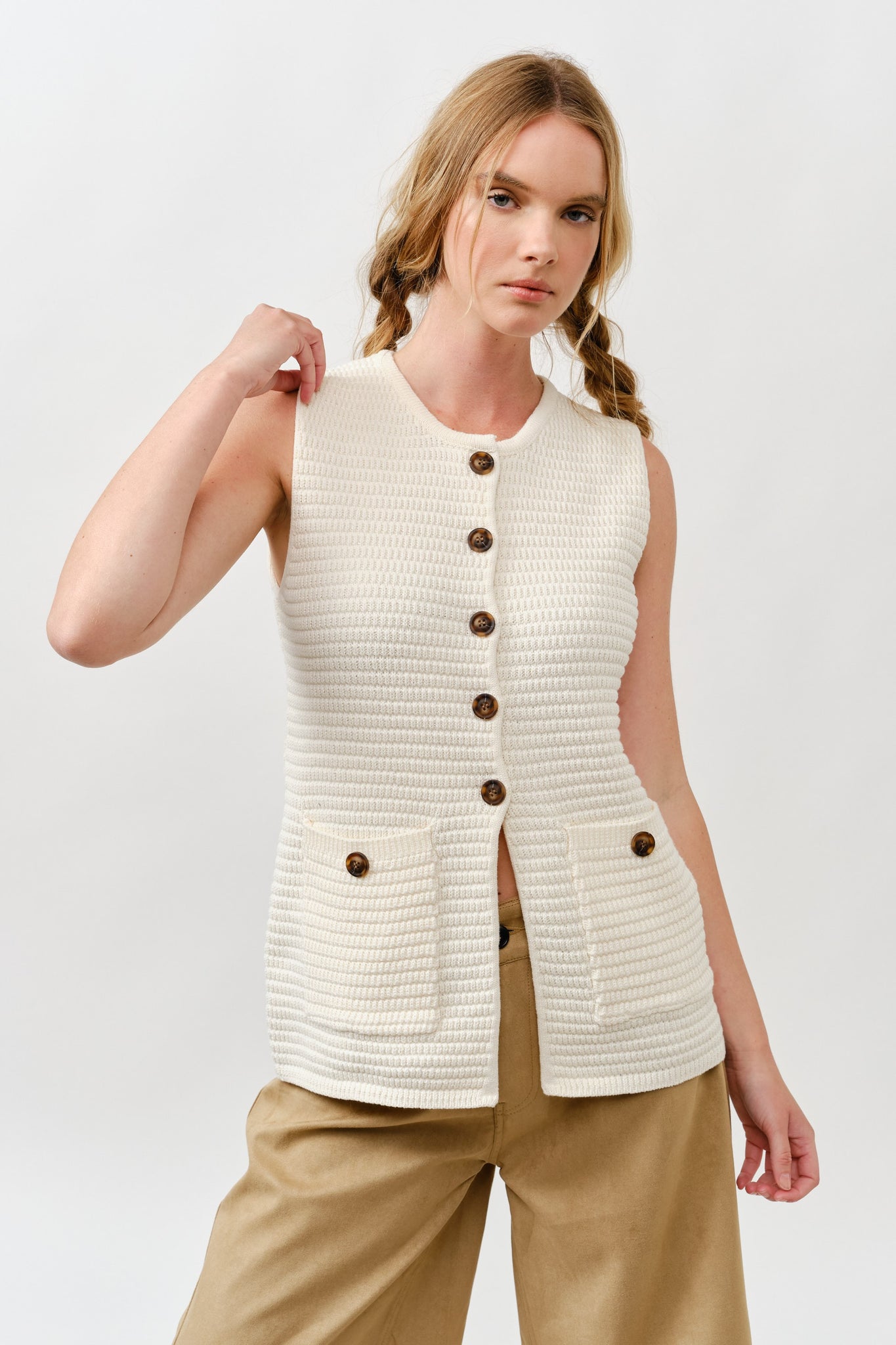Sweater Button Down Vest - Lulu Bella Boutique