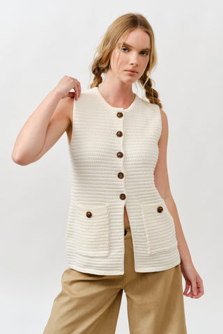 Sweater Button Down Vest - Lulu Bella Boutique