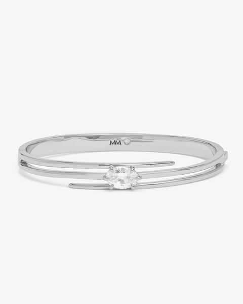 She's On Point Lasso Cuff Silver|White Diamondettes