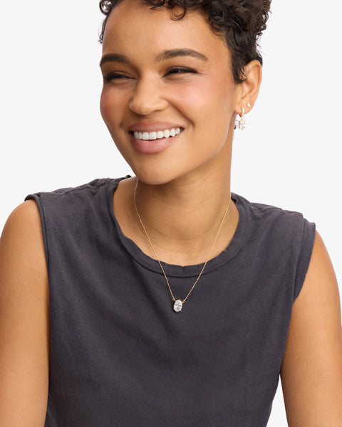 She's on Point Necklace Gold|White Diamondettes