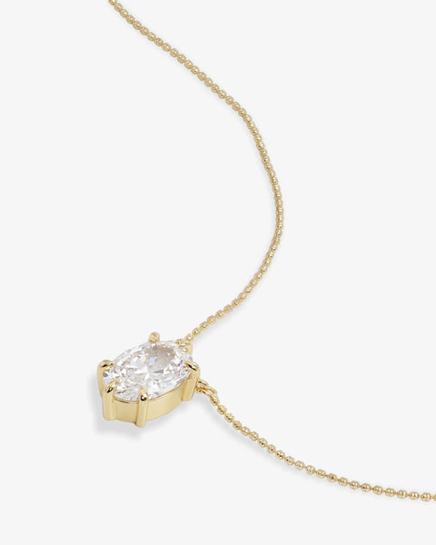 She's on Point Necklace Gold|White Diamondettes