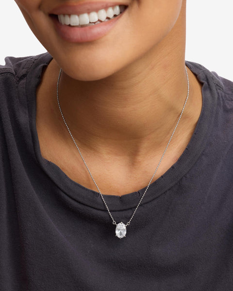 She's on Point Necklace Silver|White Diamondettes