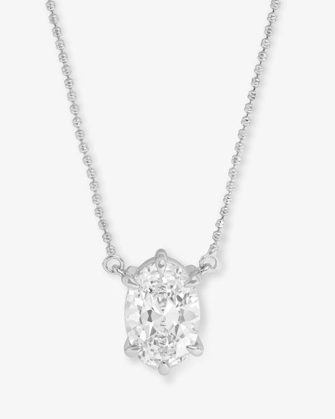 She's on Point Necklace Silver|White Diamondettes