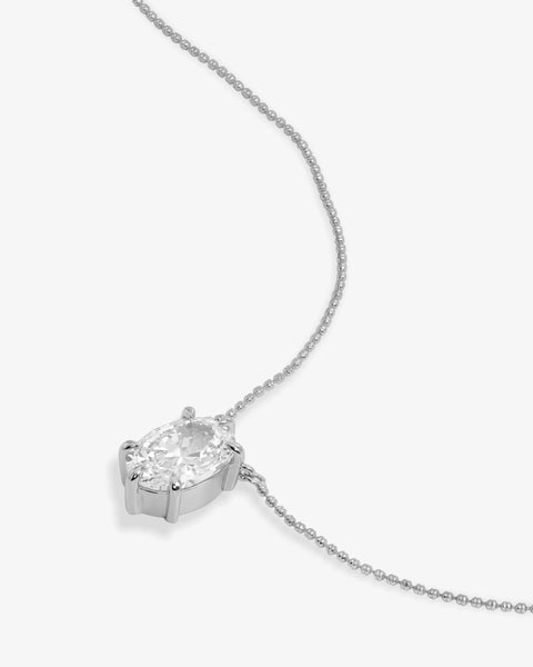 She's on Point Necklace Silver|White Diamondettes