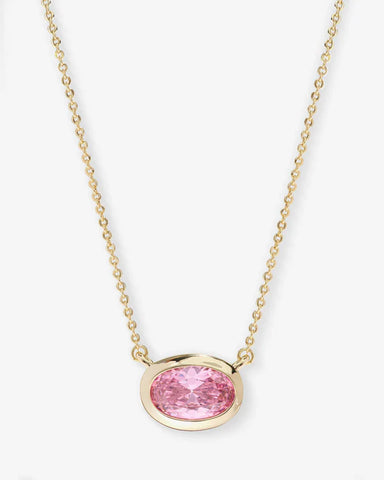 She's a Boss Pendant Necklace Gold|Pink Diamondettes