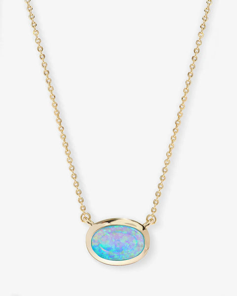 She's a Boss Pendant Necklace Gold|Blue Opal - Lulu Bella Boutique