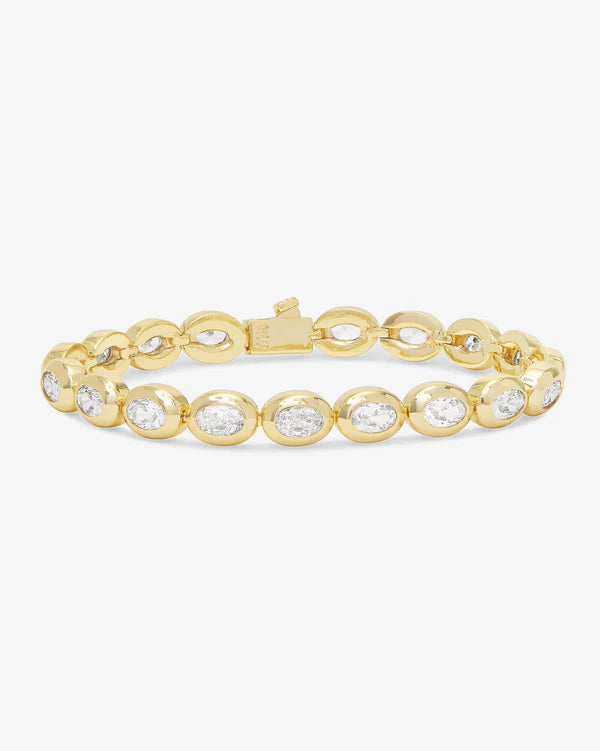 She's a Boss Tennis Bracelet Gold|White Diamondettes - Lulu Bella Boutique