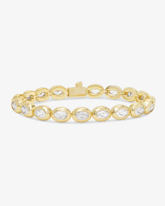 She's a Boss Tennis Bracelet Gold|White Diamondettes - Lulu Bella Boutique