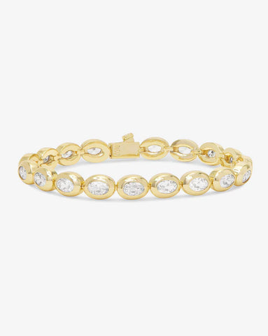 She's a Boss Tennis Bracelet Gold|White Diamondettes - Lulu Bella Boutique