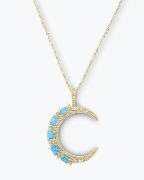 She's an Icon Moon Necklace Gold|Blue Opal - Lulu Bella Boutique