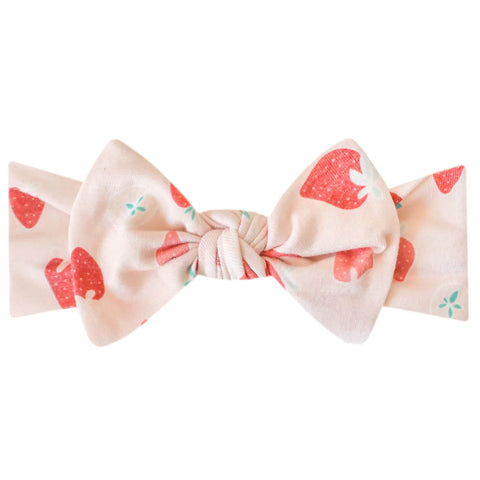 Knit Headband Bow in Strawberry