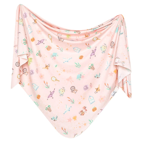 Knit Swaddle Blanket in Enchanted Friends