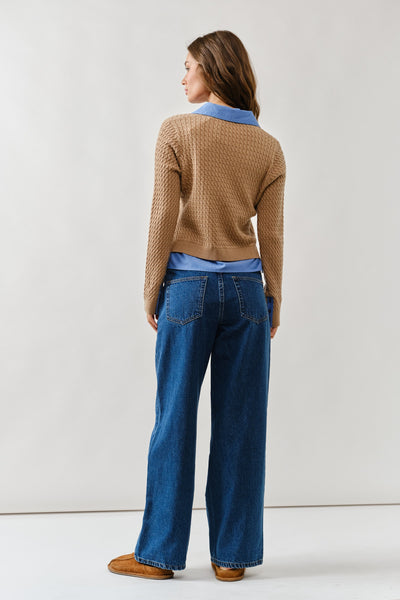 Cable Knit Mixed Media Cardigan