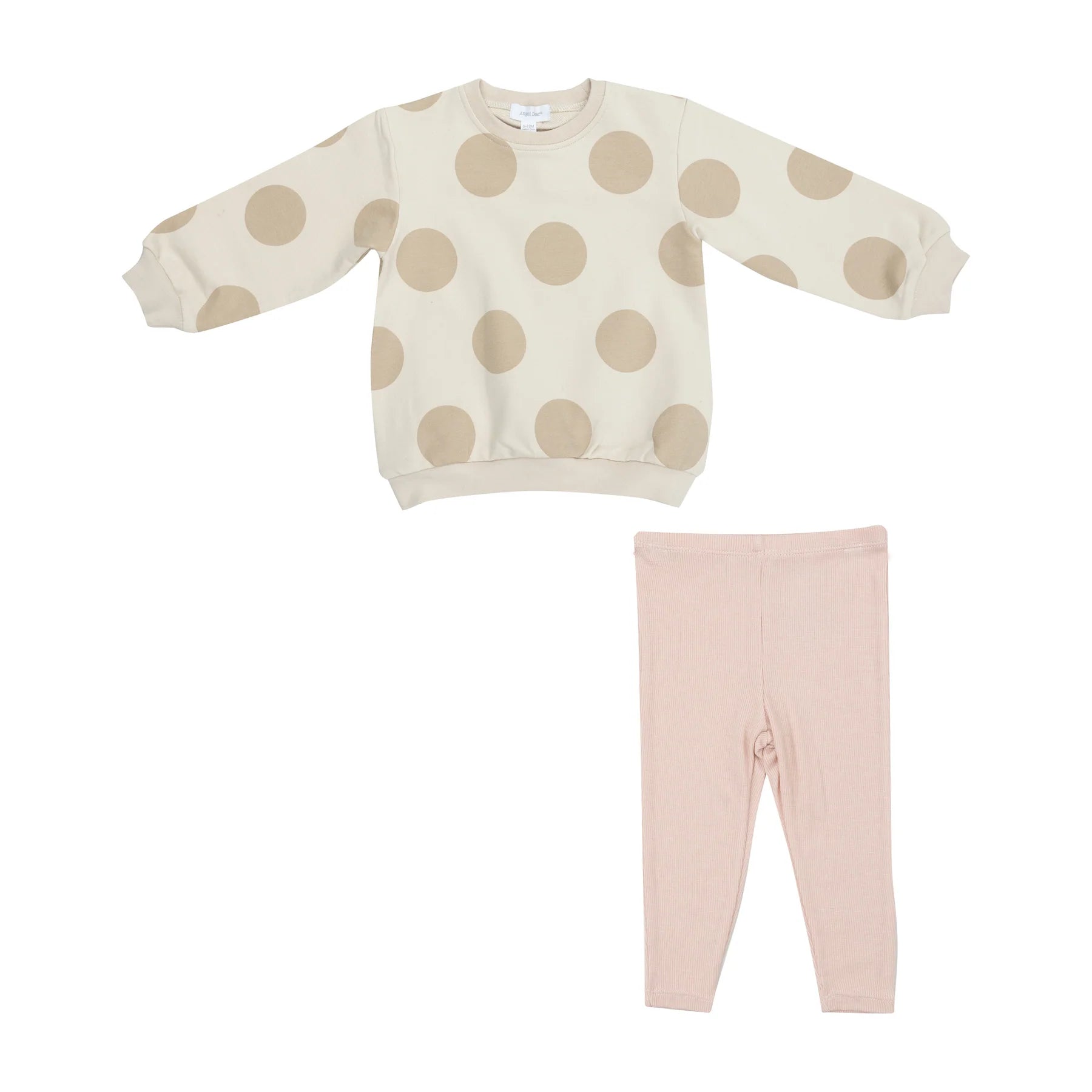 French Terry Beige Dot Sweatshirt Set