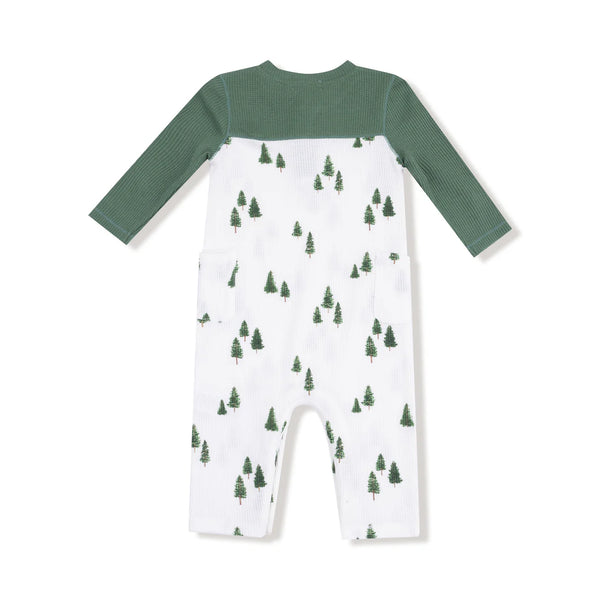Tiny Forest  Romper with Contrast Sleeves