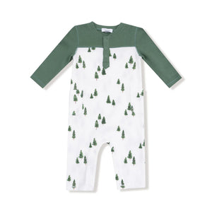 Tiny Forest  Romper with Contrast Sleeves