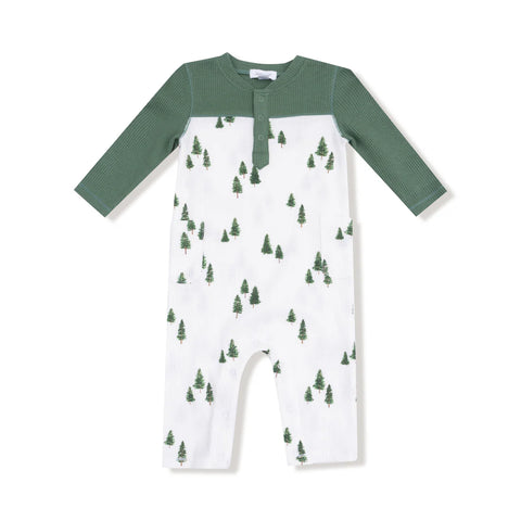 Tiny Forest  Romper with Contrast Sleeves