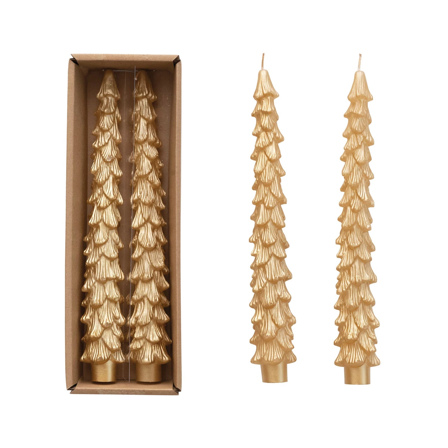 Unscented Tree Shaped Taper Candles, Set of 2