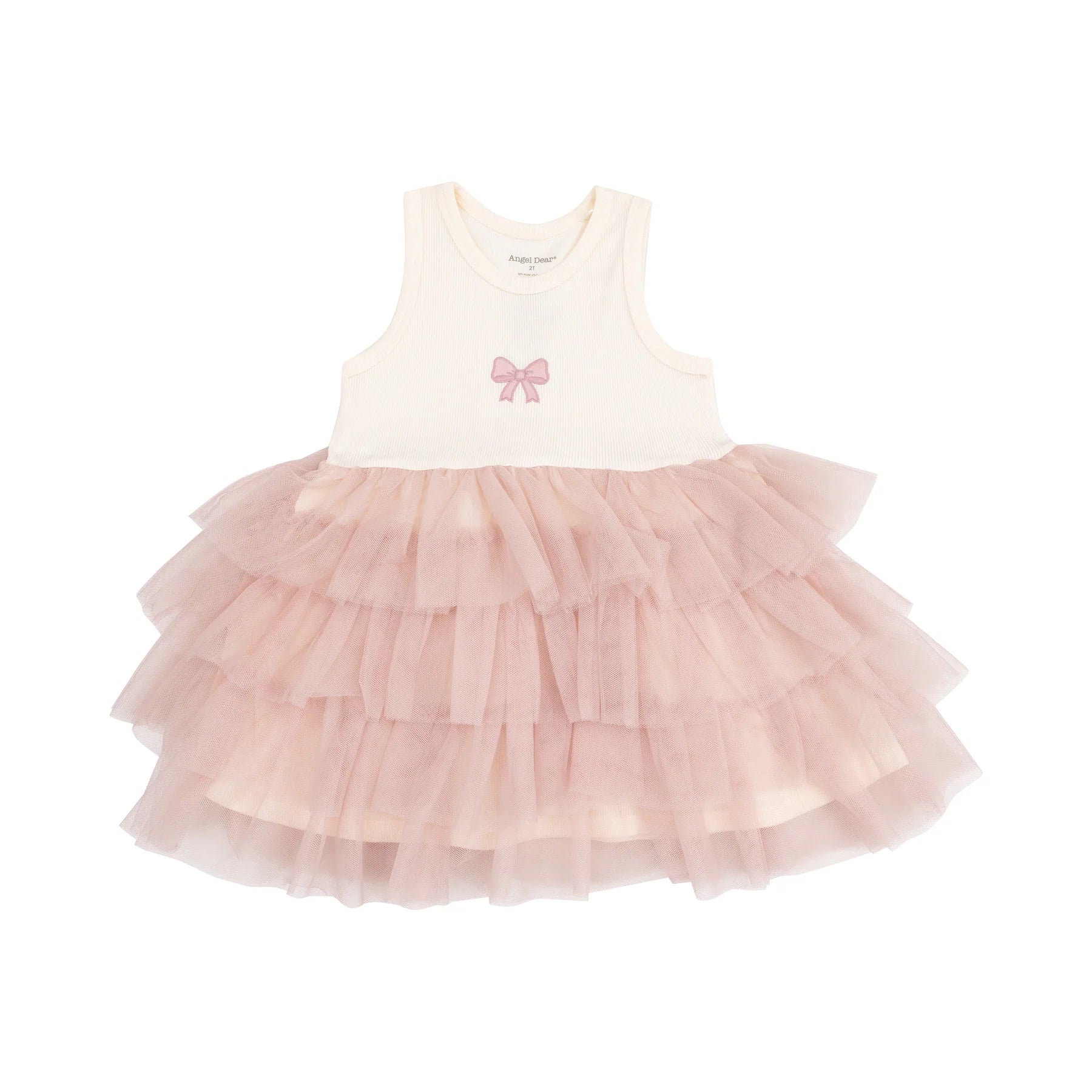 Girl Layered Tulle Dress - Bows Tutu 2T Angel Dear Girl Layered Tulle Dress - Bows Tutu 2T Angel Dear