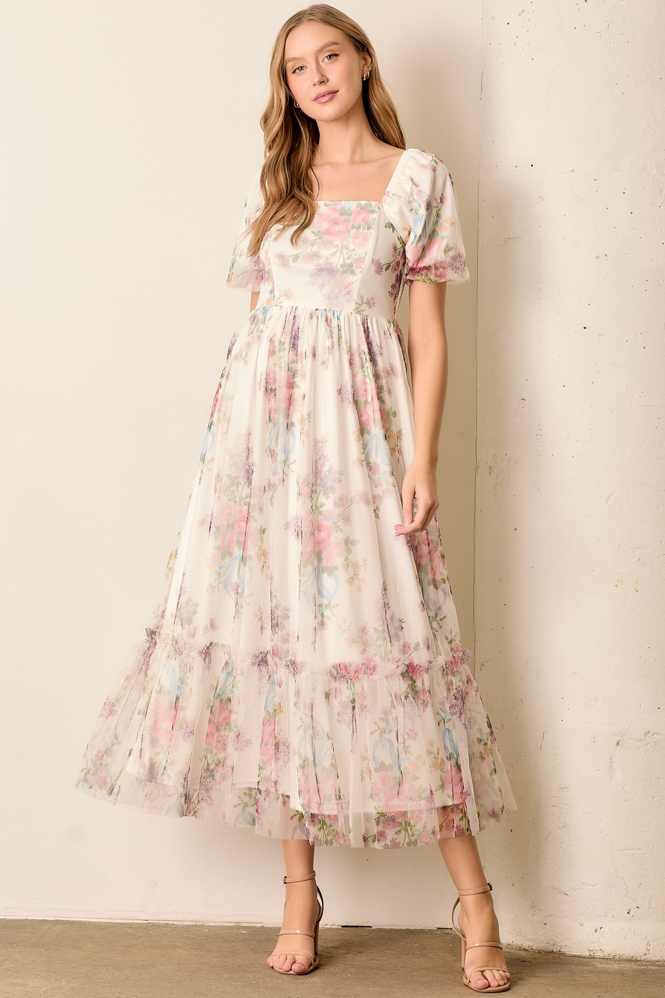 lulu maxi dress Manuheali'i a walk in a lush garden Square Neck Tulle Maxi Dress