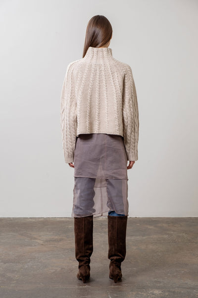 TURTLENECK CABLE KNIT SWEATER: OATMEAL - Lulu Bella Boutique
