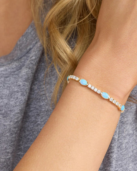 The Maven Tennis Bracelet 3mm Gold|Blue Opal - Lulu Bella Boutique
