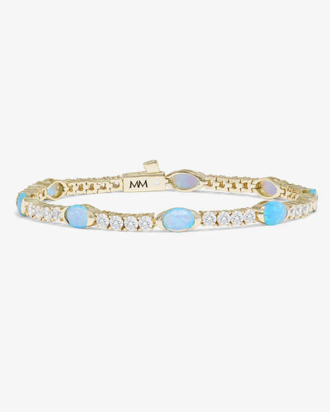 The Maven Tennis Bracelet 3mm Gold|Blue Opal - Lulu Bella Boutique