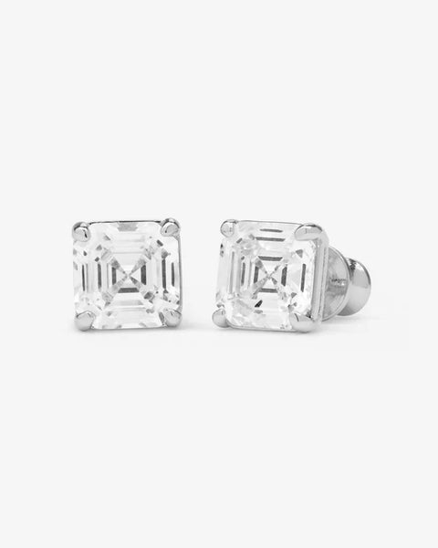 The Queen's 8mm Studs: Gold|White Diamondettes