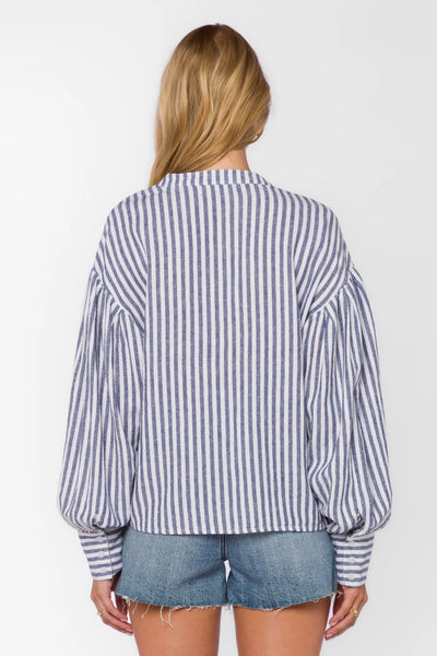 Vince Blue Stripe Top - Lulu Bella Boutique