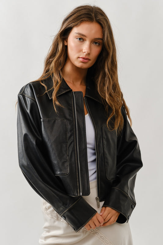 Vintage Washed Leather Jacket