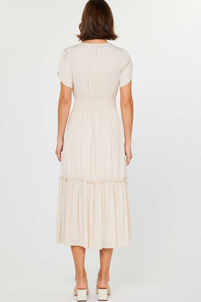 V-neck Tiered Midi Dress - Lulu Bella Boutique