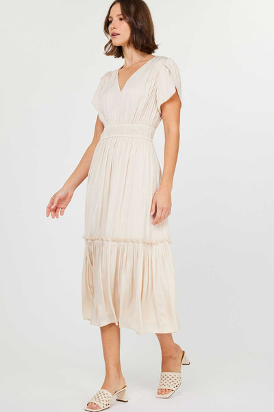 V-neck Tiered Midi Dress - Lulu Bella Boutique