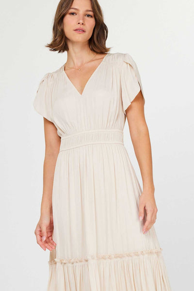 V-neck Tiered Midi Dress - Lulu Bella Boutique