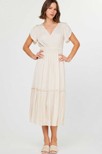 V-neck Tiered Midi Dress - Lulu Bella Boutique