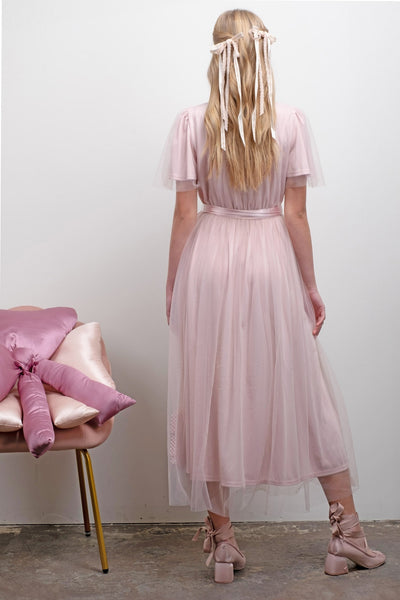 Tulle Tie Waist Midi Dress