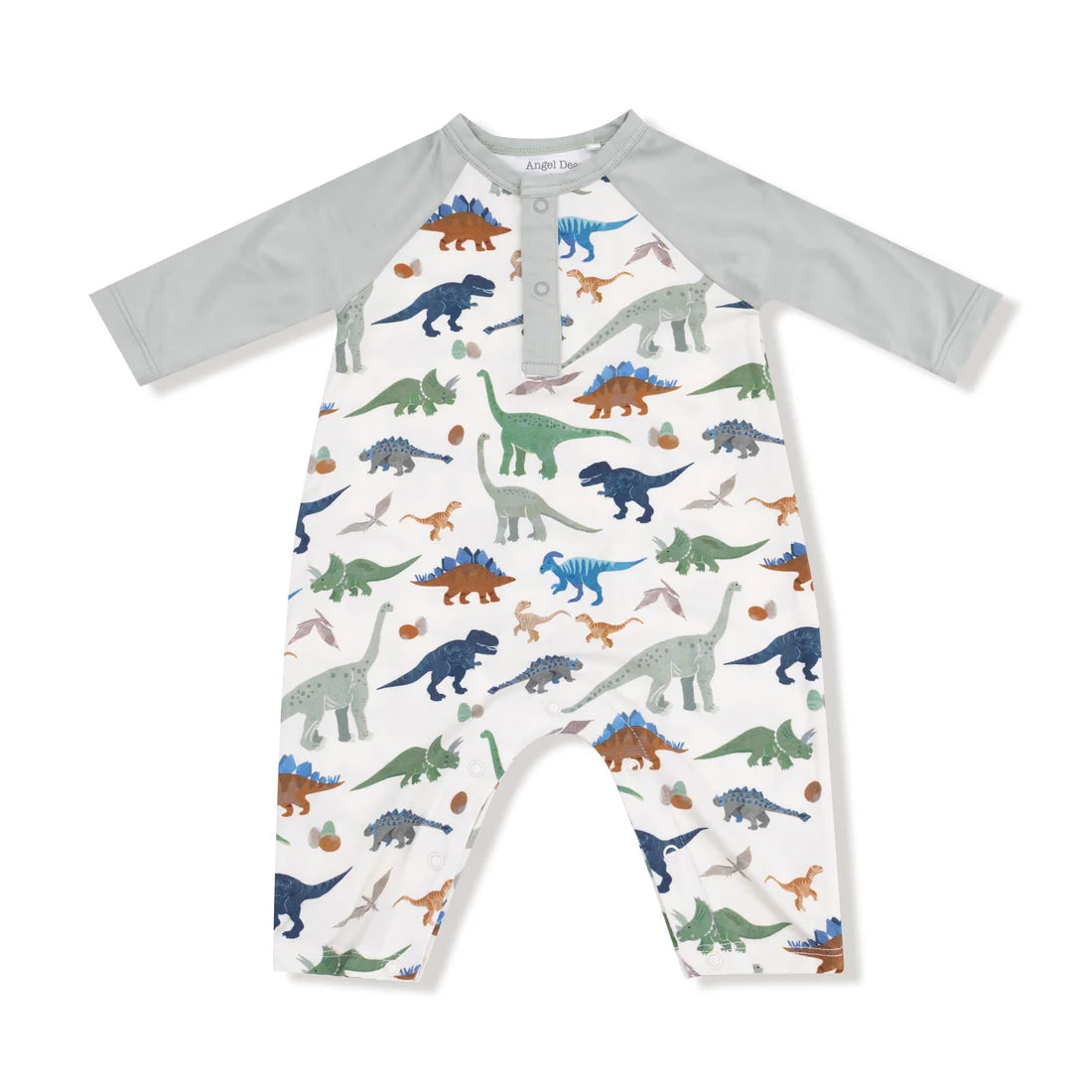 Washy Dinos Long Sleeve Raglan Henley Romper