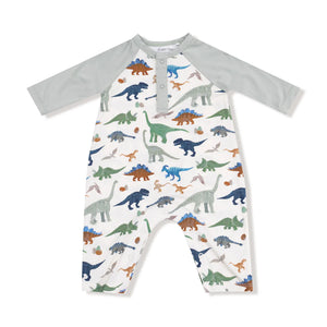 Washy Dinos Long Sleeve Raglan Henley Romper